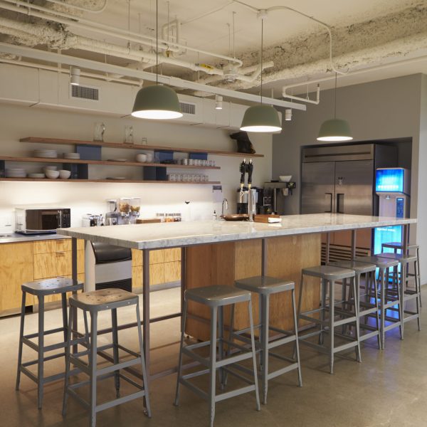 Kitchen area in corporate business cafeteria, Los Angeles